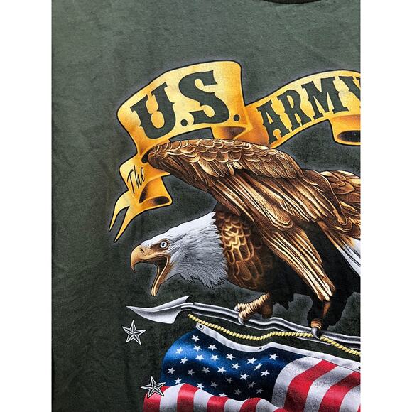 Vintage US Army Shirt This We'll Defend American Flag USA Eagle Green Tee XL - Picture 3 of 9